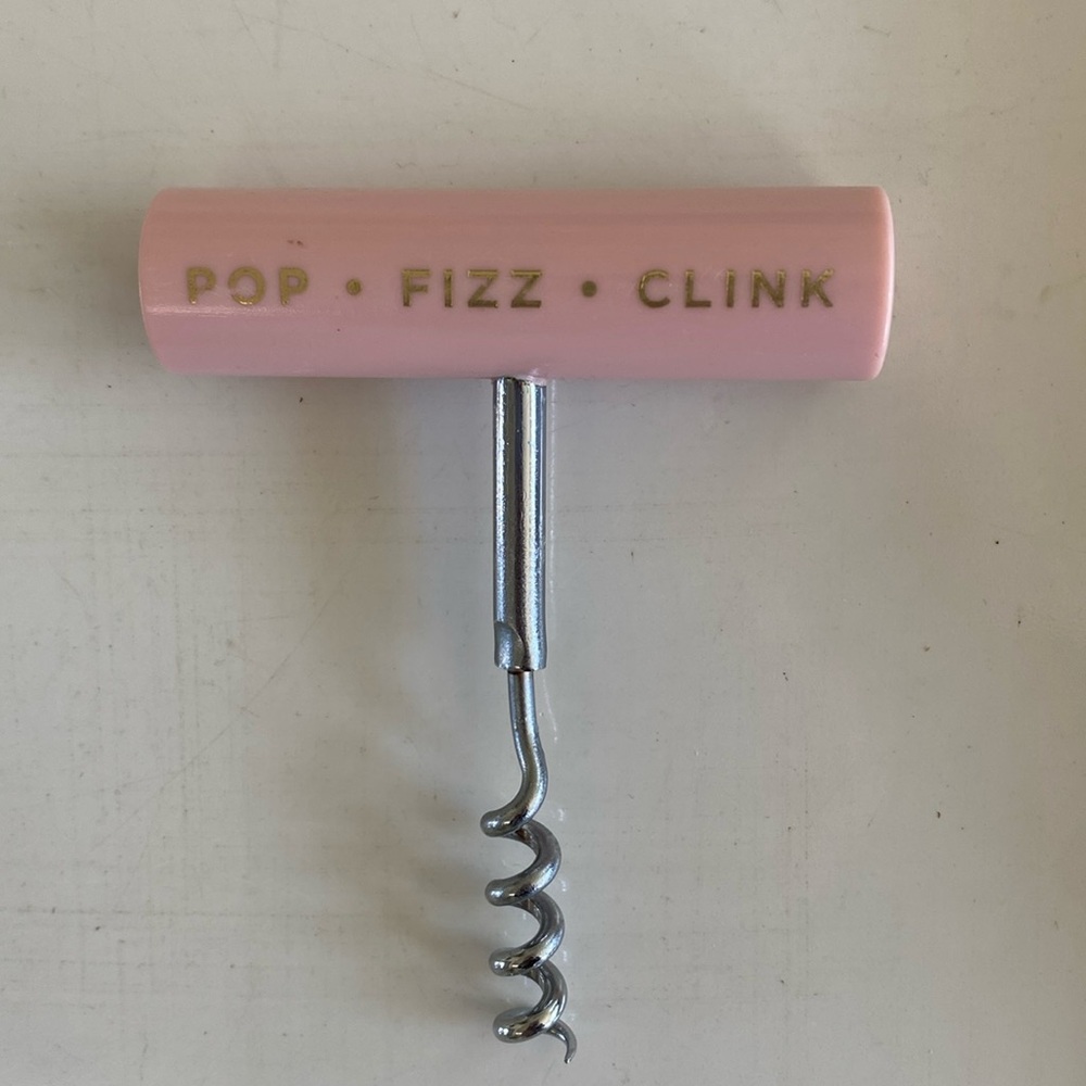 Retro Pink Corkscrew Pop - Fizz - Clink - Gold Text